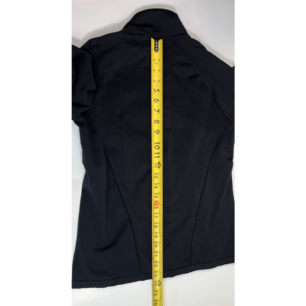 Athleta Womens Black Quilted Jacket Full Zip Ribbed Knit Panels Medium Thumbhole - Picture 6 of 13